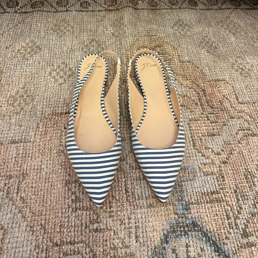 J.Crew nautical stripe slingbacks, size 11